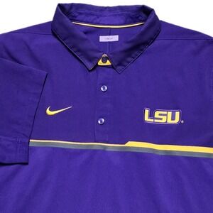 LSU Tigers Nike Elite Early Season Coaches Issued Polo Shirt‎ Purple Mens L